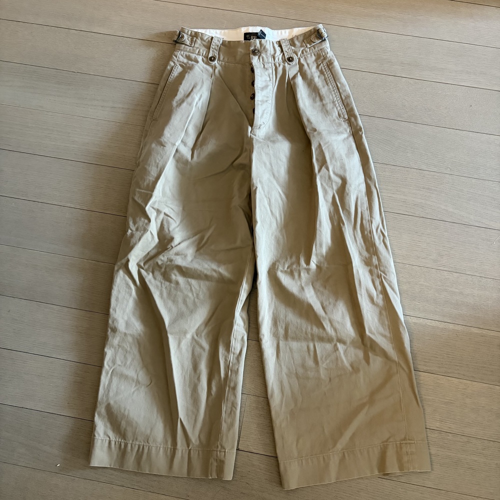 RRL Double RL Wide Leg Chino Pants Khaki Button Fly Size S